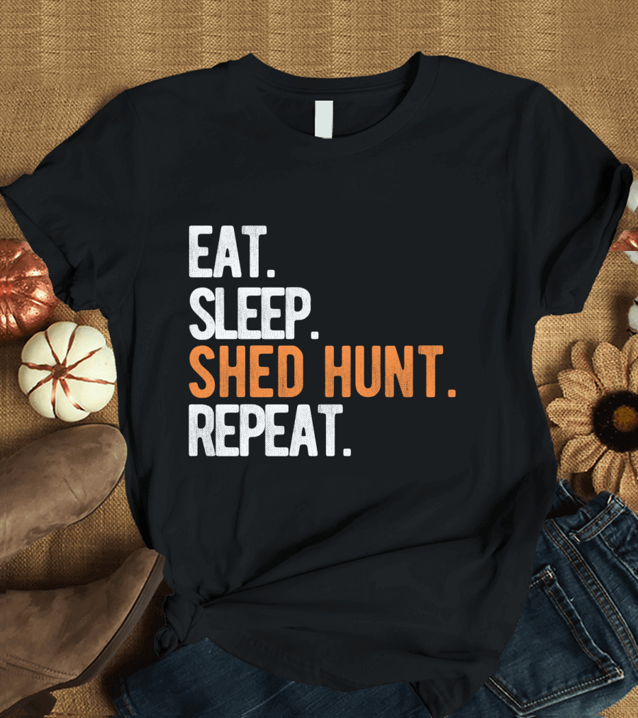 Eat Sleep Shed Hunt Repeat Funny Deer Antler Hunting Cycle T-Shirt