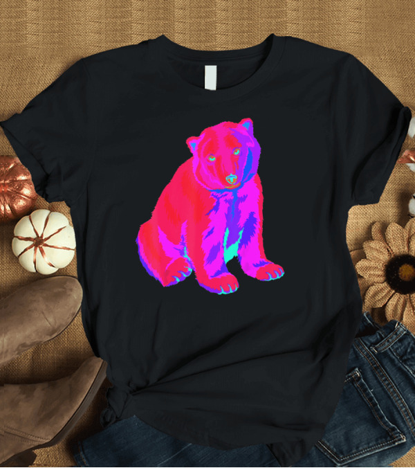T-Shirt: EDM Electronic Techno Polar Bear Trippy Rave Neon T-Shirt EDM Electronic Techno Polar Bear Trippy Rave Neon T-Shirt