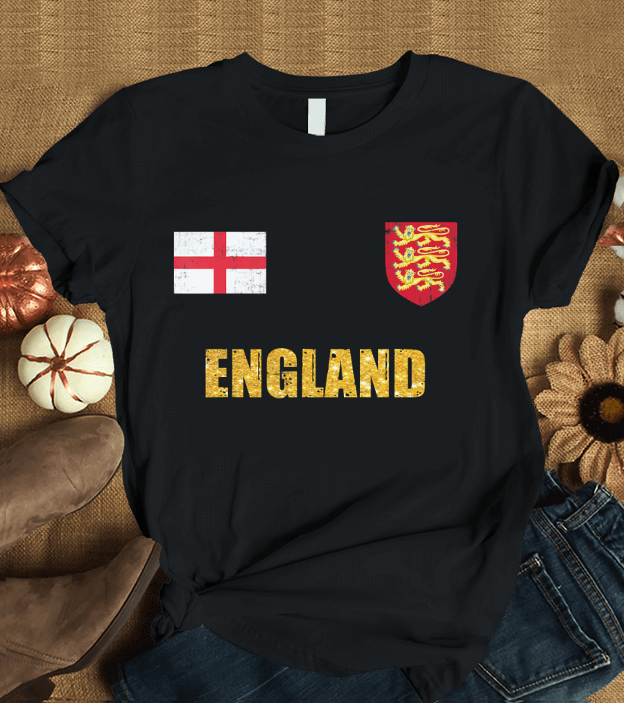 England Soccer Jersey World Cup St George Cross Three Lions Crest T-Shirt
