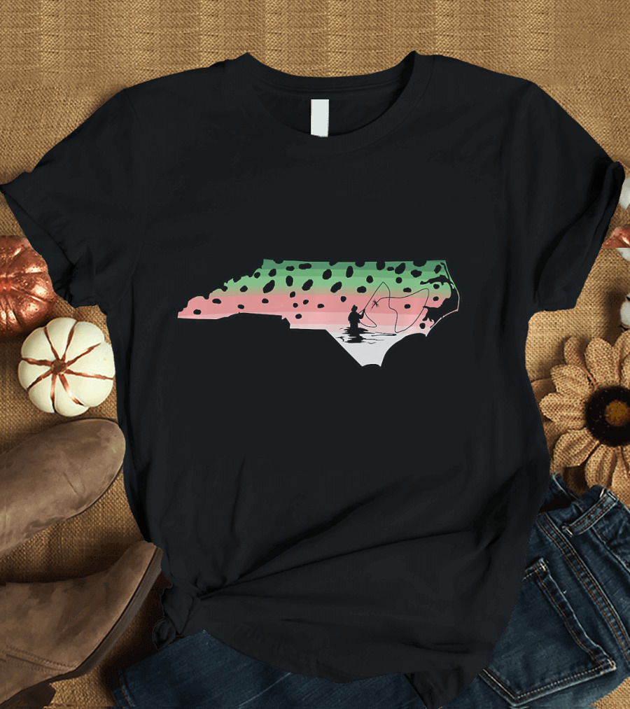 Fish North Carolina NC Mountains Rainbow Trout Fishing T-Shirt