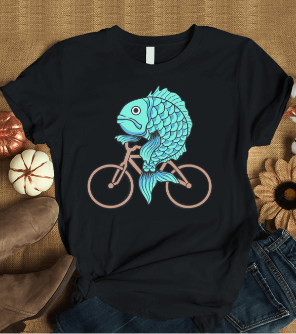 T-Shirt: Fish on a Bicycle Funny Party Animal Behavior Surreal Humor T-Shirt Fish on a Bicycle Funny Party Animal Behavior Surreal Humor T-Shirt
