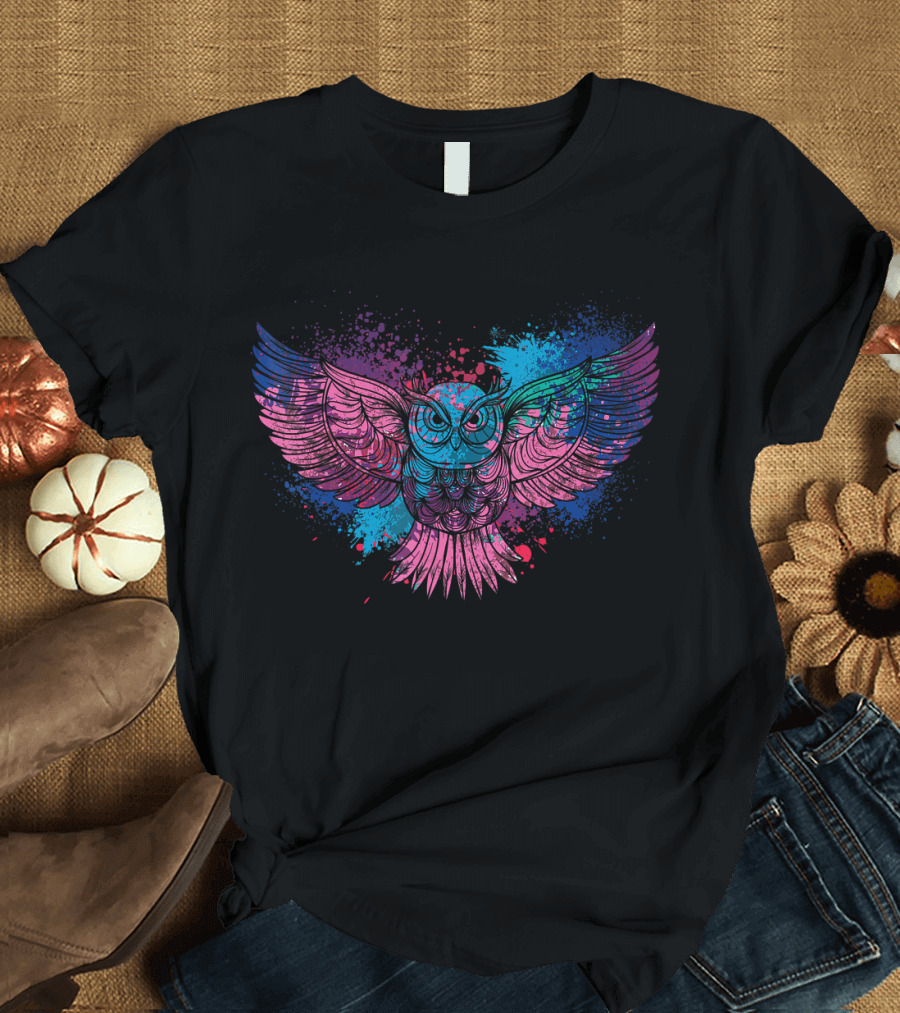 Forest Owl Animal Lover Colorful Birds Idea T-Shirt