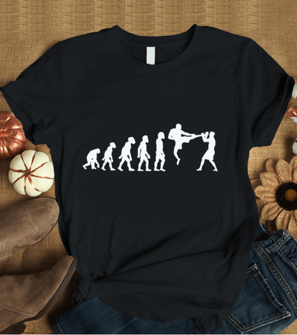 T-Shirt: Funny Human Mixed Martial Arts Evolution Silhouette Sequence T-Shirt Funny Human Mixed Martial Arts Evolution Silhouette Sequence T-Shirt