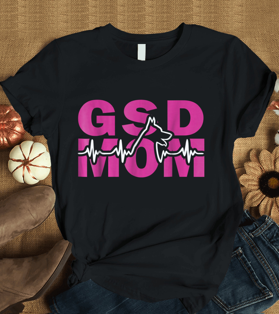 GSD Mom German Shepherd Heartbeat T-Shirt