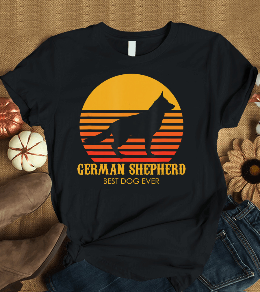 German Shepherd Best Dog Ever Sunset Silhouette in T-Shirt