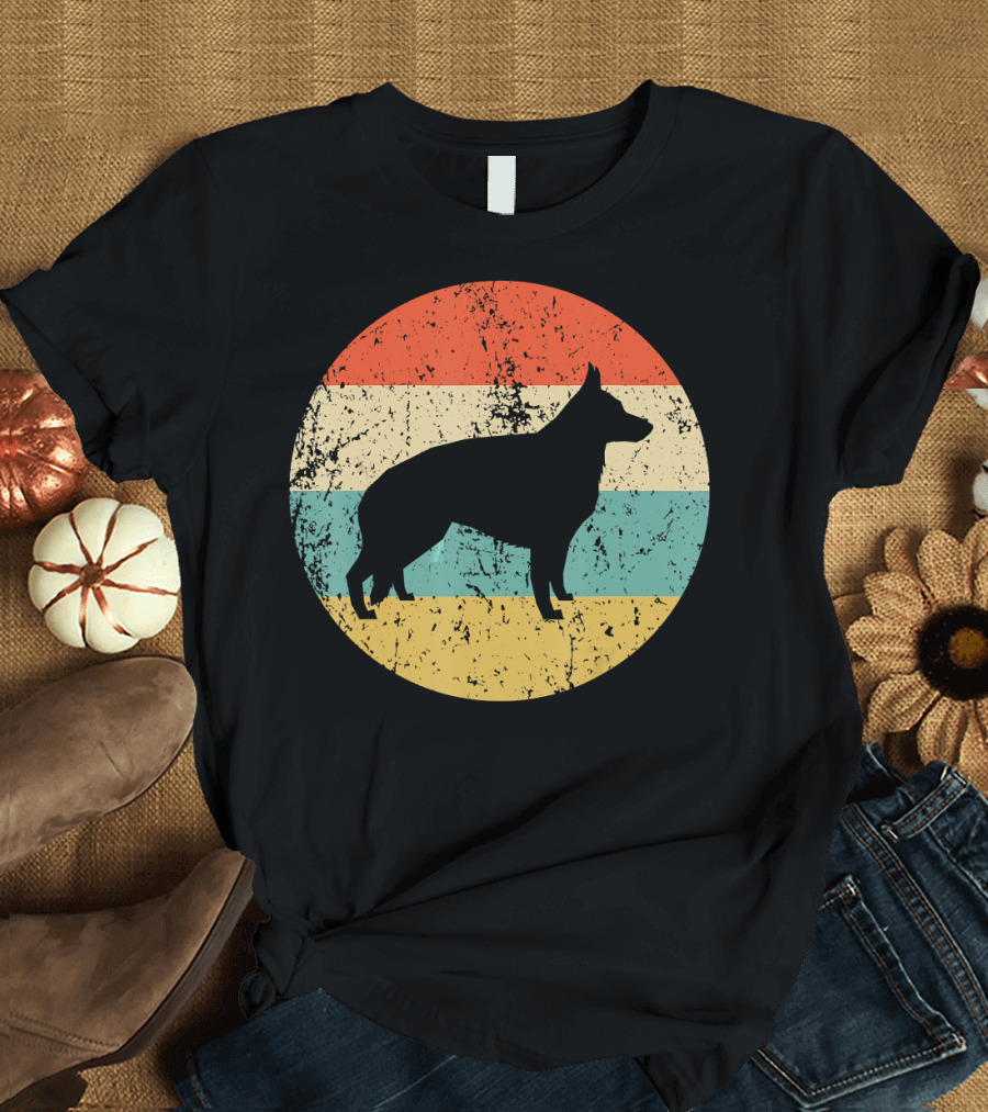 German Shepherd Retro Vintage Silhouette Stripes T-Shirt