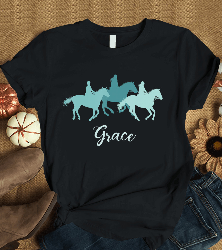 Grace Horse Girl Personalized Name Birthday T-Shirt