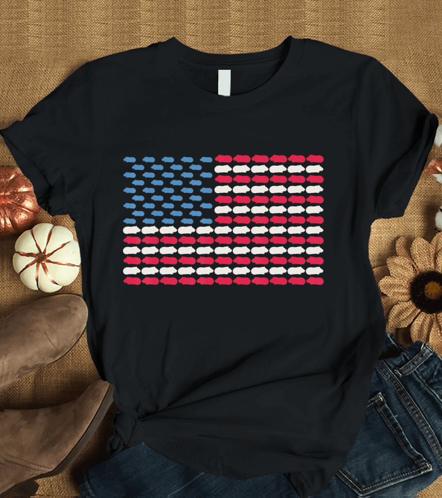 Guinea Pig USA Flag Cavy American T-Shirt