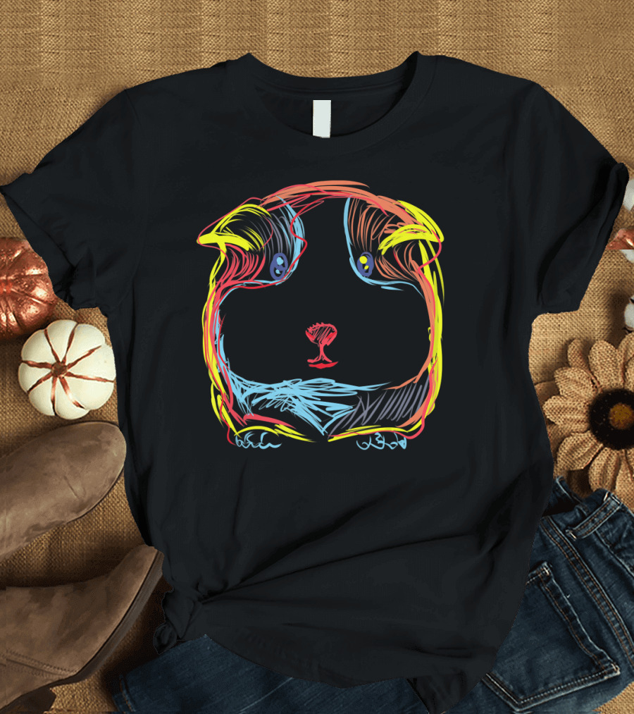 Guinea Pig Doodle Art Colorful Guinea Pig Clothes T-Shirt