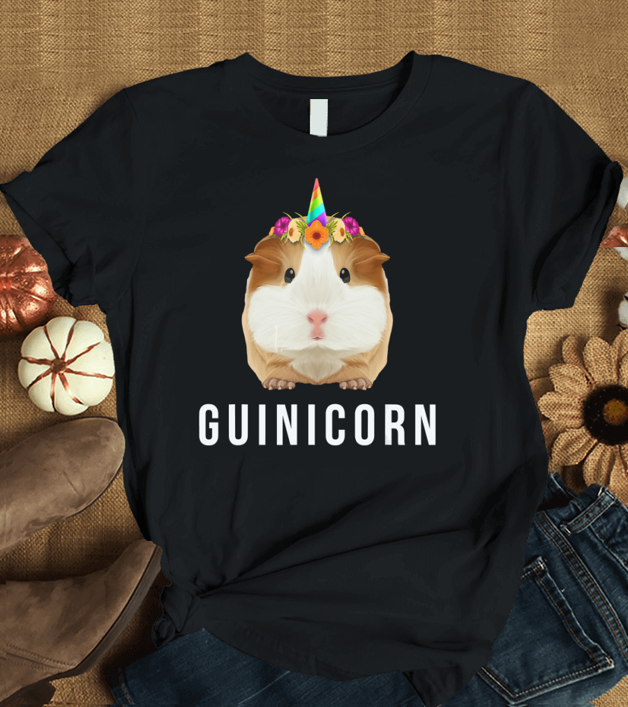 Guinea Pig Rainbow Flower Crown Unicorn Guinicorn T-Shirt