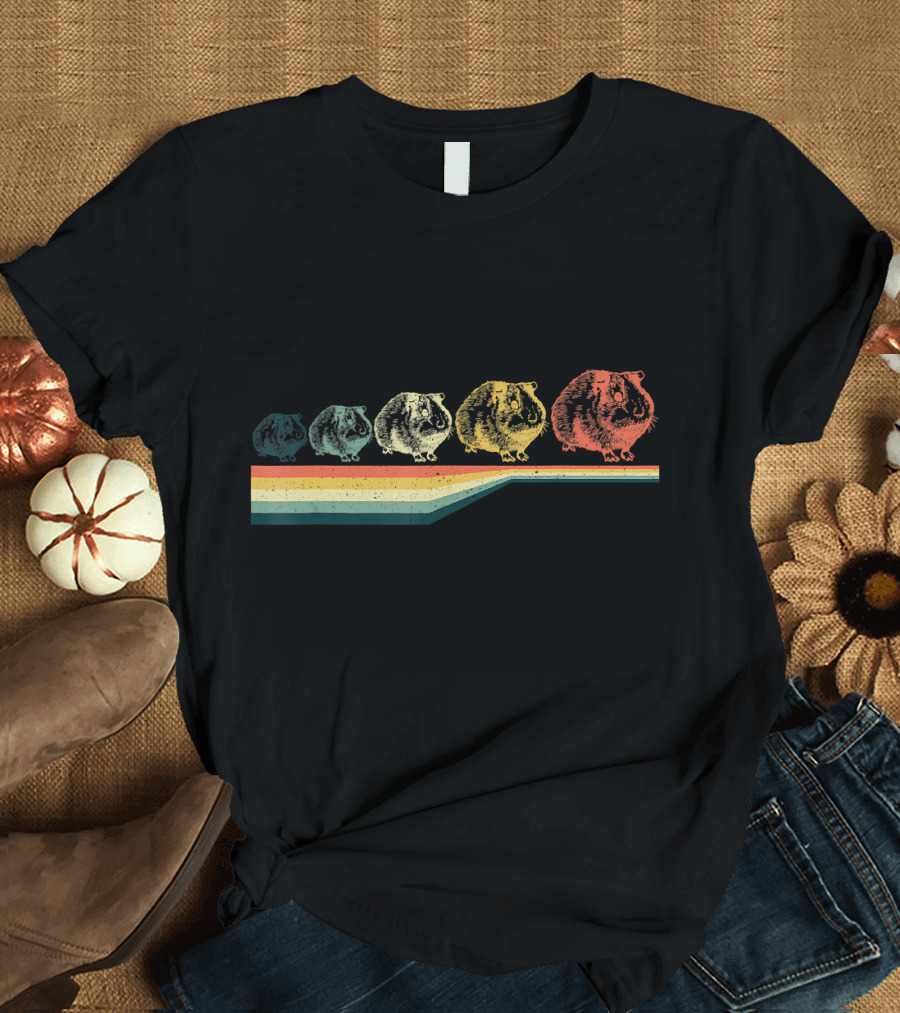 Guinea Pig Retro Vintage Evolution Lineup T-Shirt