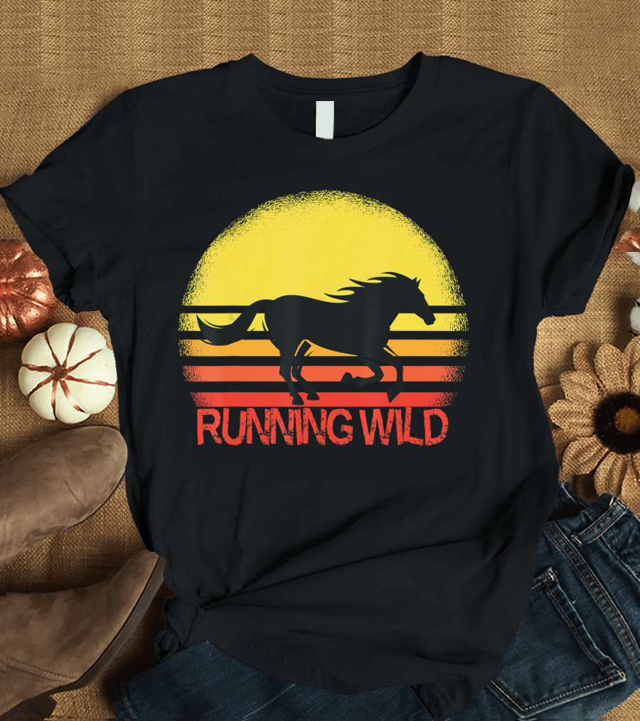 Running Wild Horse Lover Sunset T-Shirt
