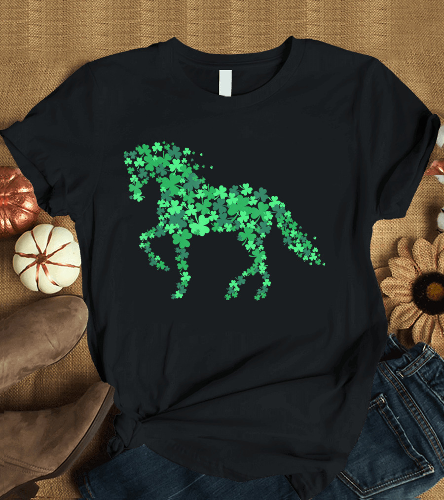 Shamrock Horseback Riding Equestrian Horse T-Shirt