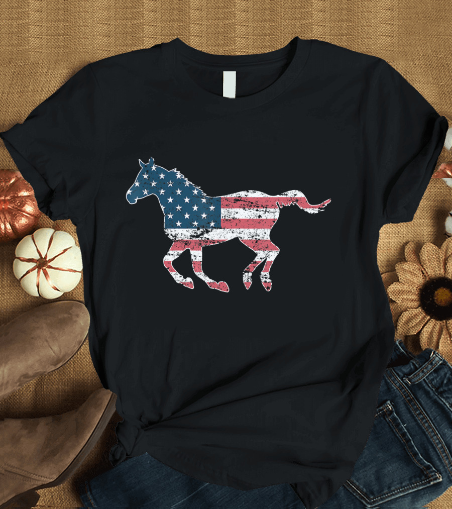 American Flag Horse T-Shirt