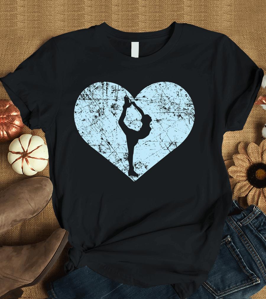 I Love Figure Skating Ice Skater in Heart Shape Background T-Shirt