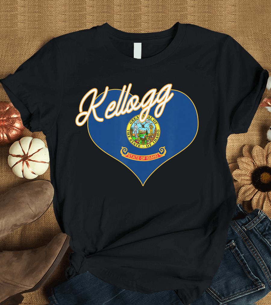 Kellogg Idaho State Flag Heart T-Shirt