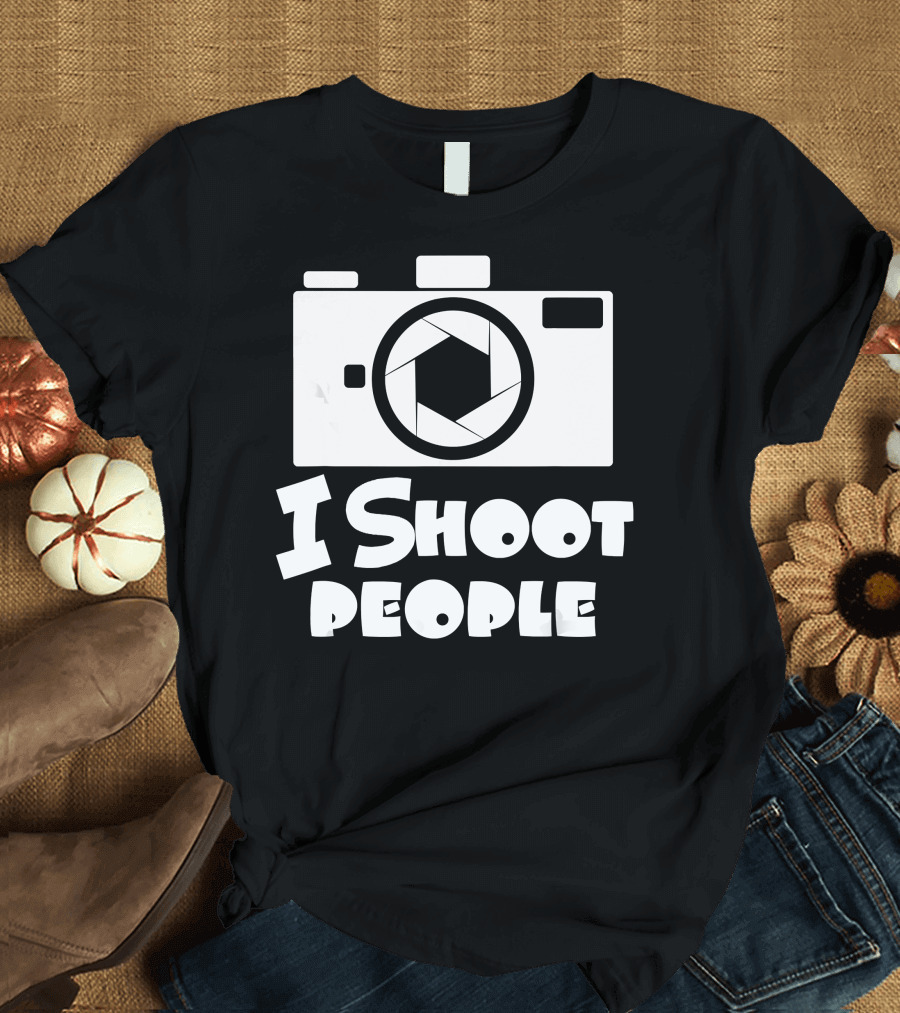 I Shoot People Camera Lens Logo Photography T-Shirt
