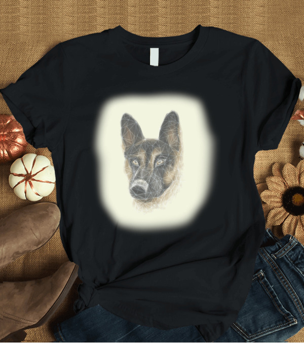T-Shirt: Geometric Dog Artwork with Polygonal Pattern on Canine Face T-Shirt Geometric Dog Artwork with Polygonal Pattern on Canine Face T-Shirt