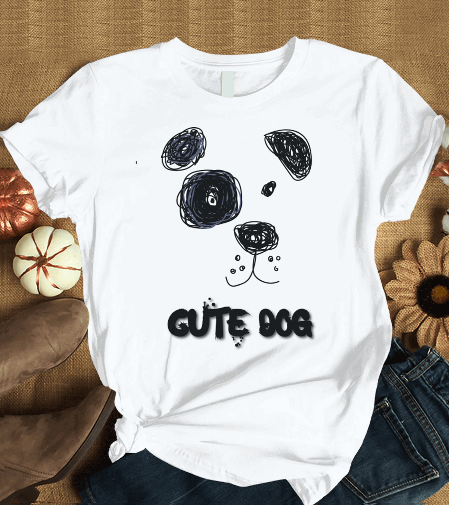 Cute Dog Abstract Scribble T-Shirt