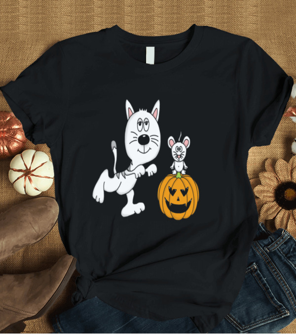 T-Shirt: Zombie Cat and Pumpkin Mouse Halloween T-Shirt Zombie Cat and Pumpkin Mouse Halloween T-Shirt