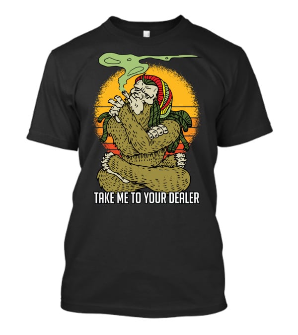 Take Me To Your Dealer Bigfoot Smoking Weed Vintage T-Shirt