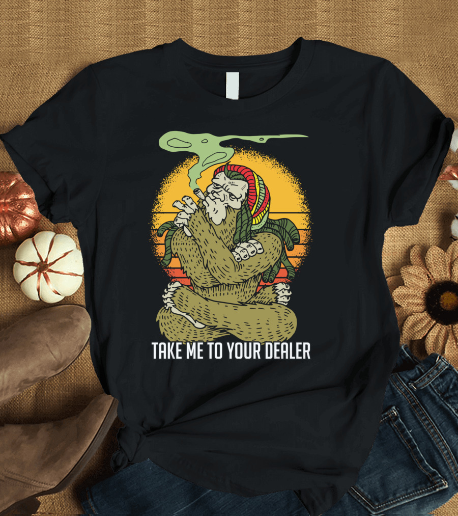 Take Me To Your Dealer Bigfoot Smoking Weed Vintage T-Shirt
