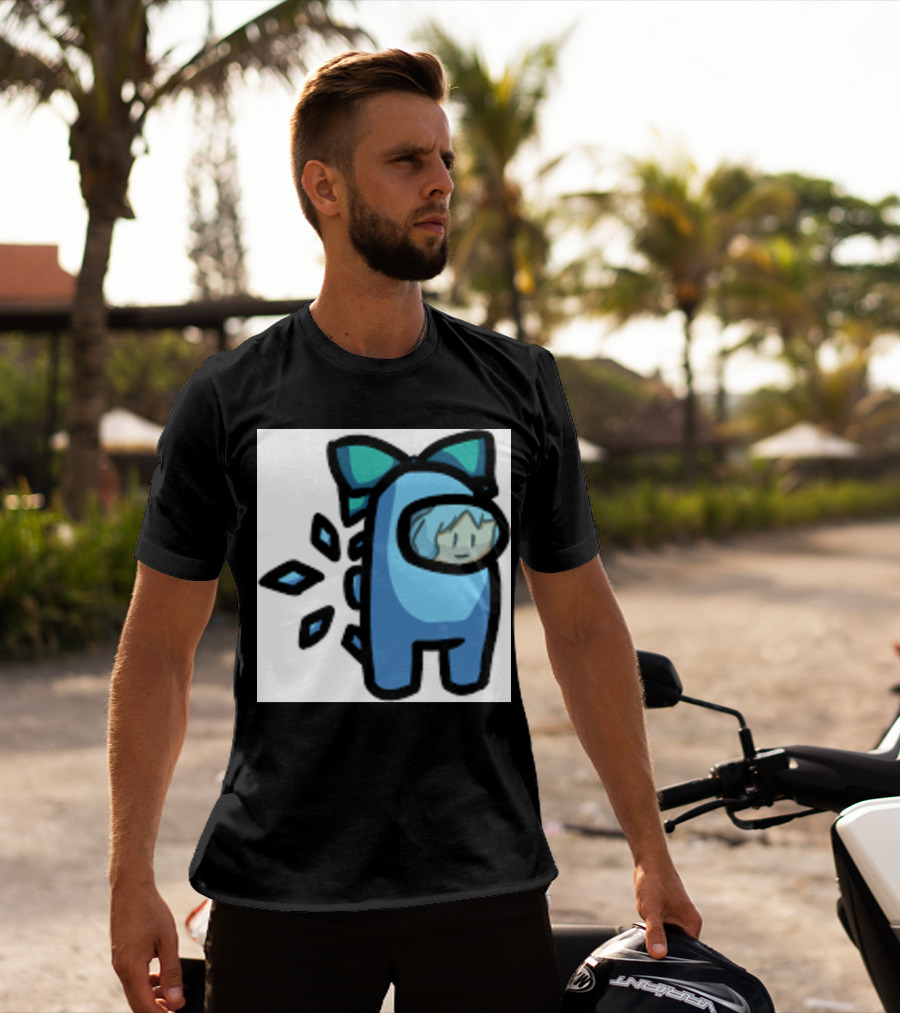 Among Us Blue Crewmate With Bow Gamer Girl T-Shirt