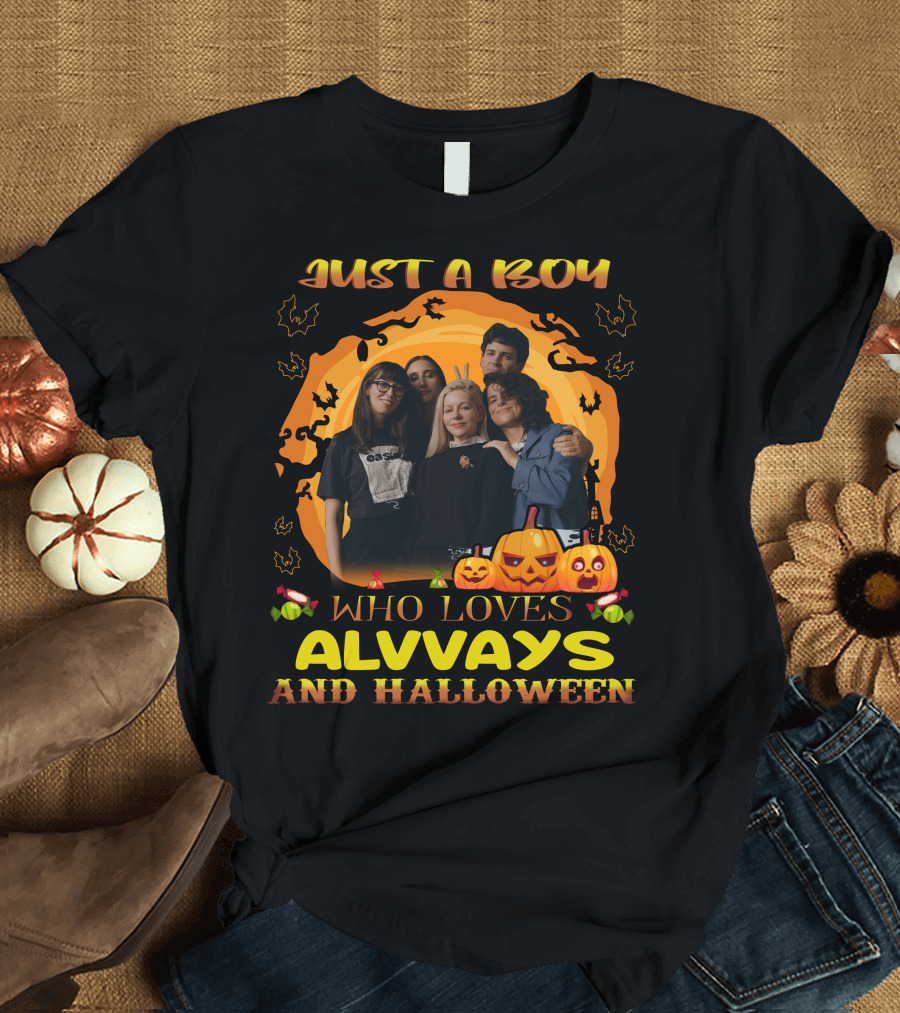 Just A Boy Who Loves Alvvays And Halloween Pumpkins and Candy T-Shirt