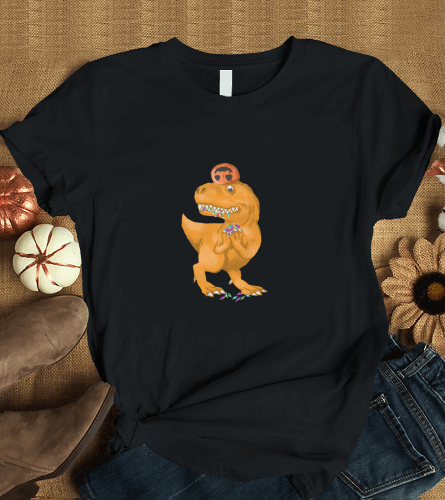 Halloween TRex with Pumpkin Hat and Trick or Treating Candies T-Shirt