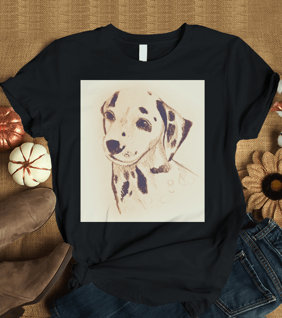 Dalmatian Dog Pencil Sketch T-Shirt