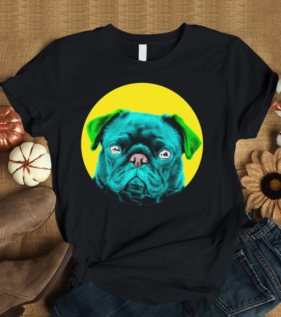 Yellow Bubble Pug Neon Pop T-Shirt
