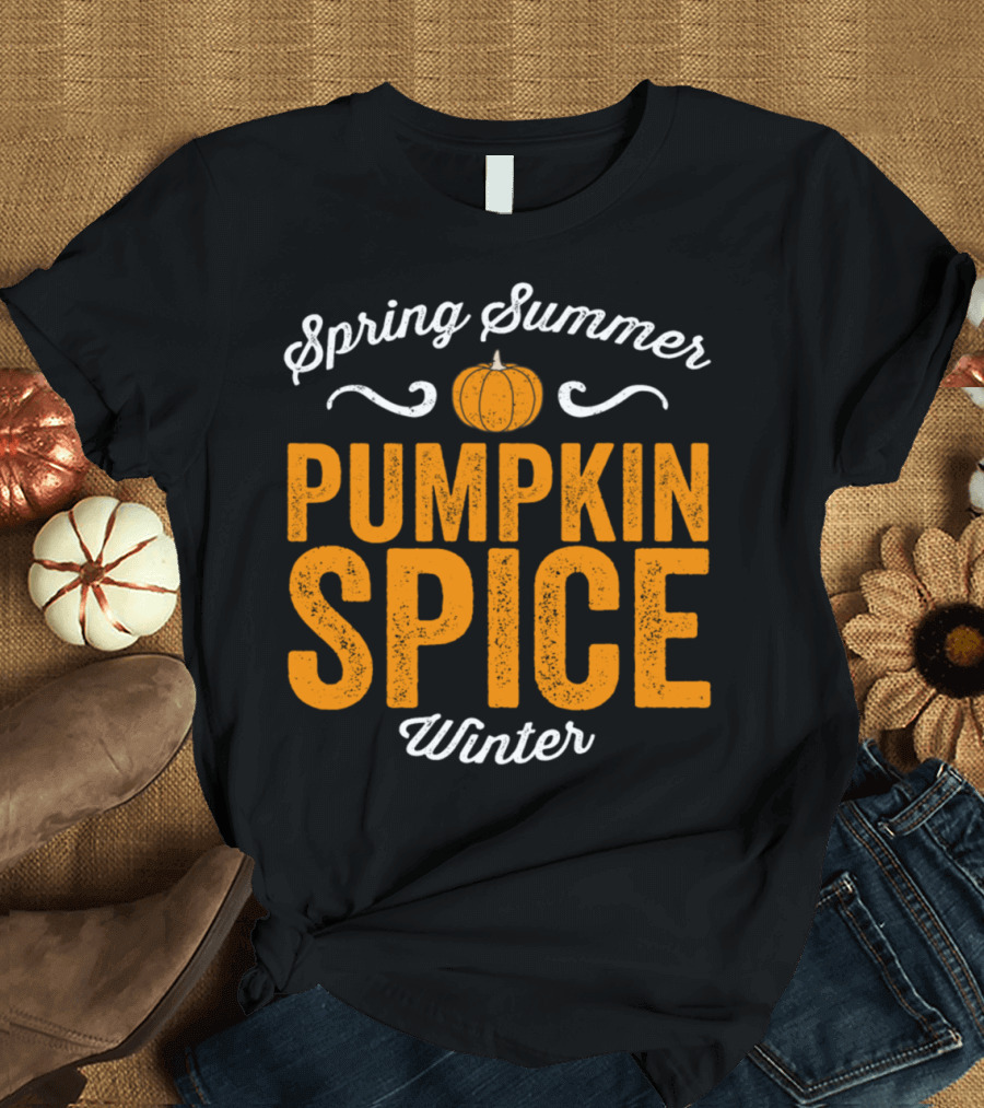 Spring Summer Pumpkin Spice Winter Latte Funny Fall T-Shirt