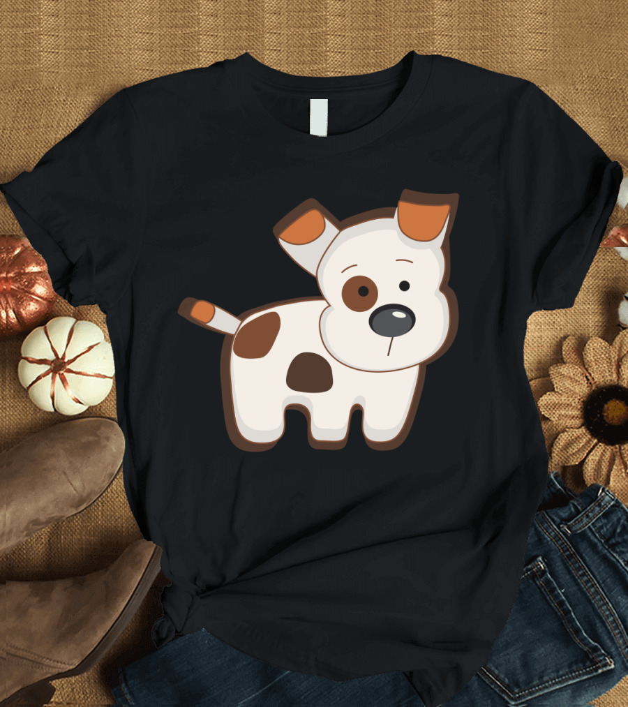 Cartoon Dog with Brown Spots Animation Cute Drawing T-Shirt