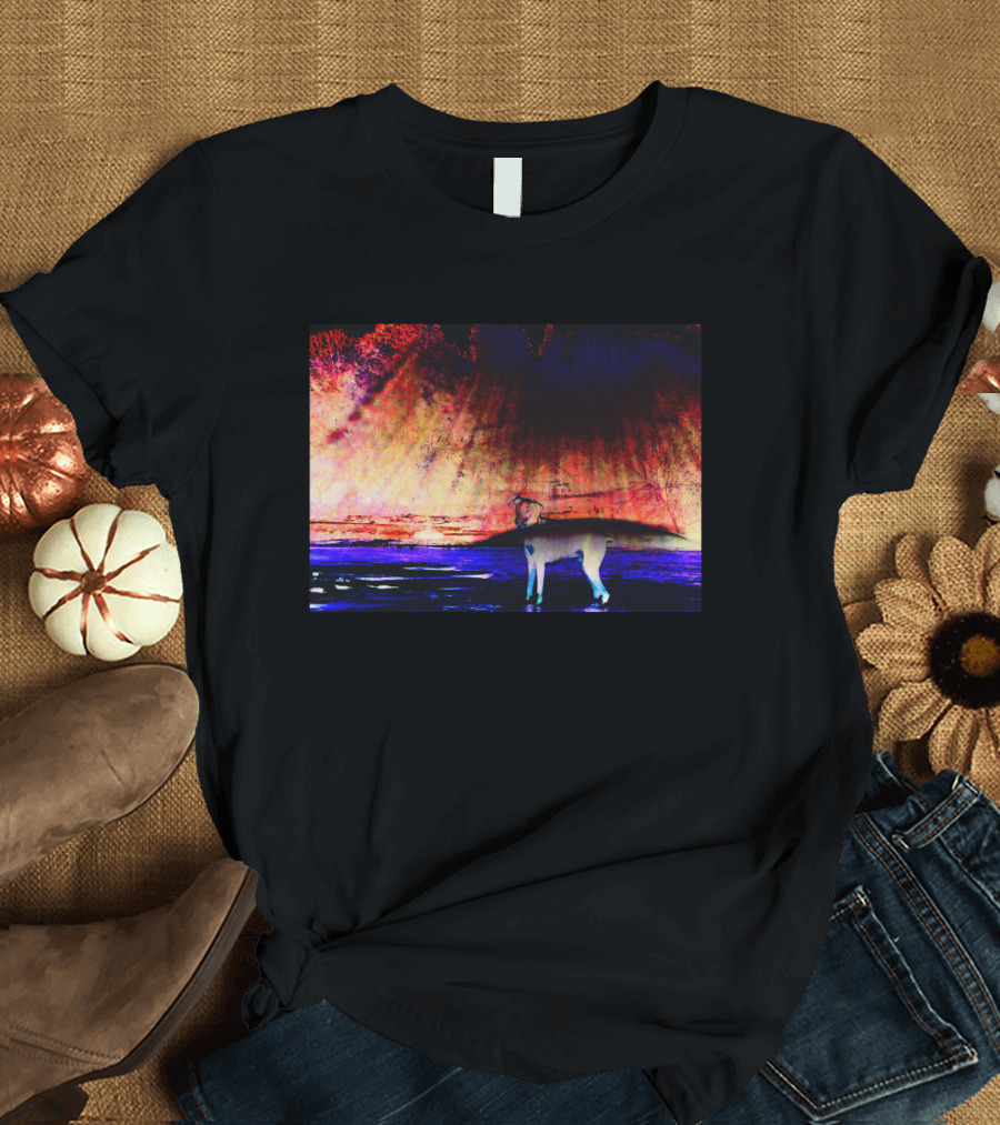 Dobercreek Abstract Landscape with Doberman and Vibrant Sky T-Shirt