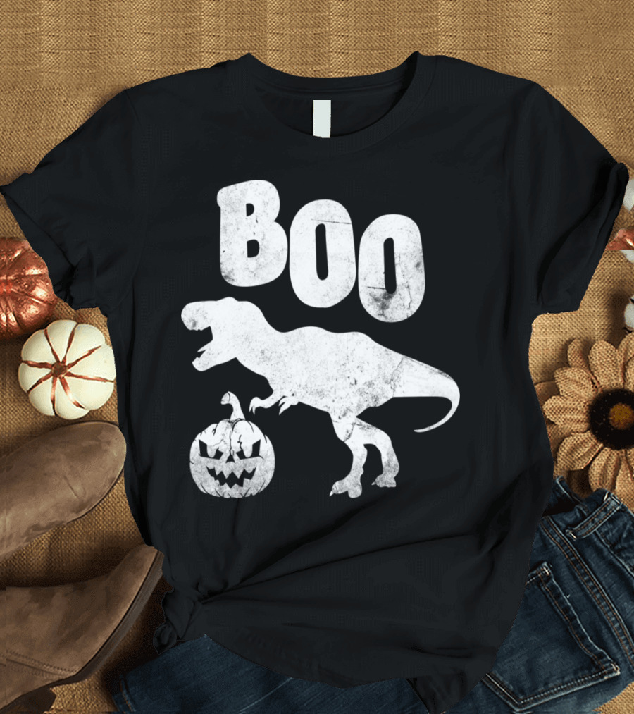 BOO T-Rex Dinosaur with Pumpkin Head T-Shirt