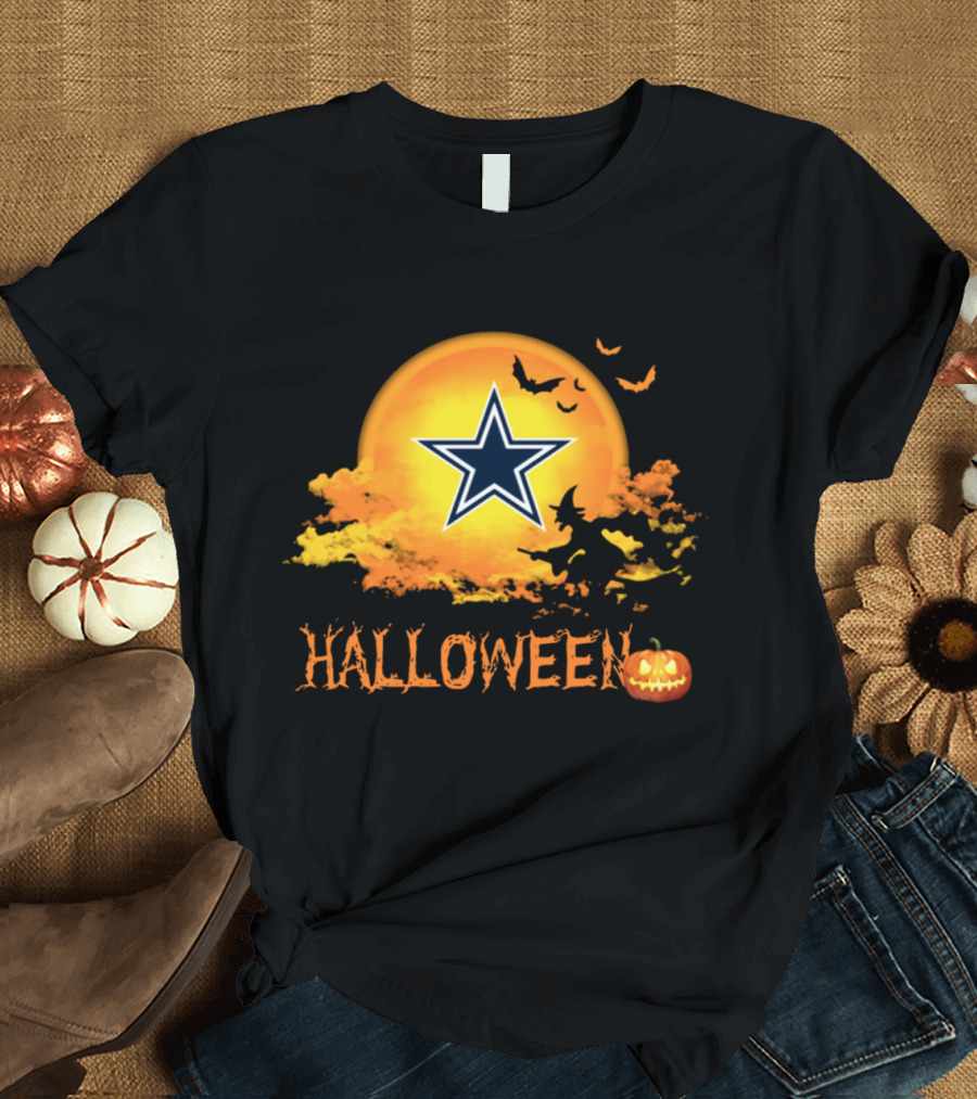 Cowboy Halloween October Star Moon Pumpkin T-Shirt