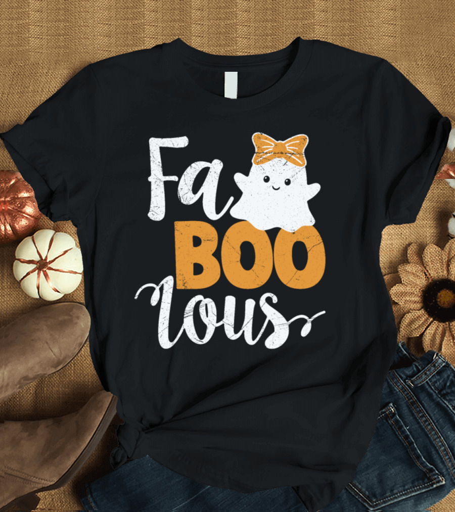 Fab Boo Lous Halloween Ghost with Bow T-Shirt