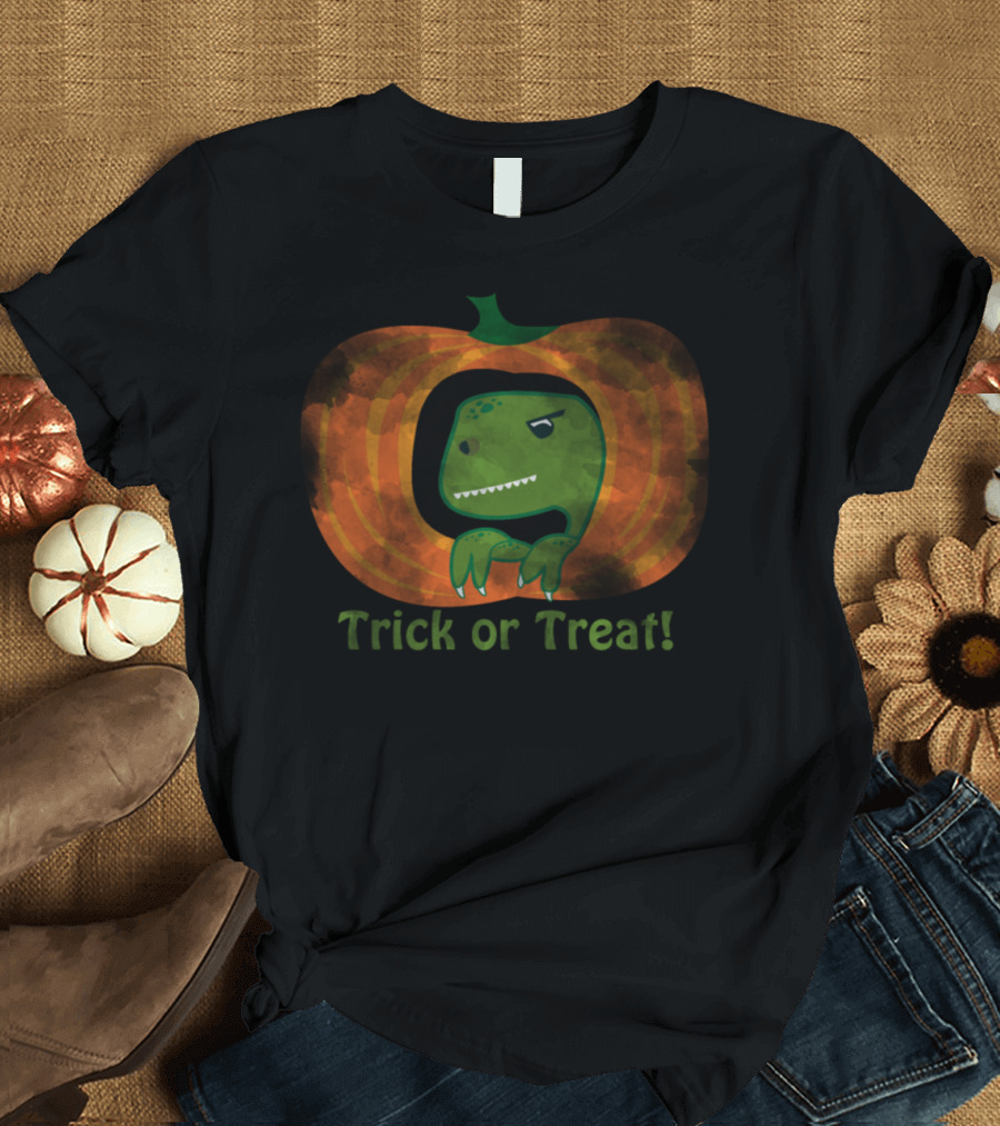 Halloween Dino Trick or Treat Cute Pumpkin T-Shirt