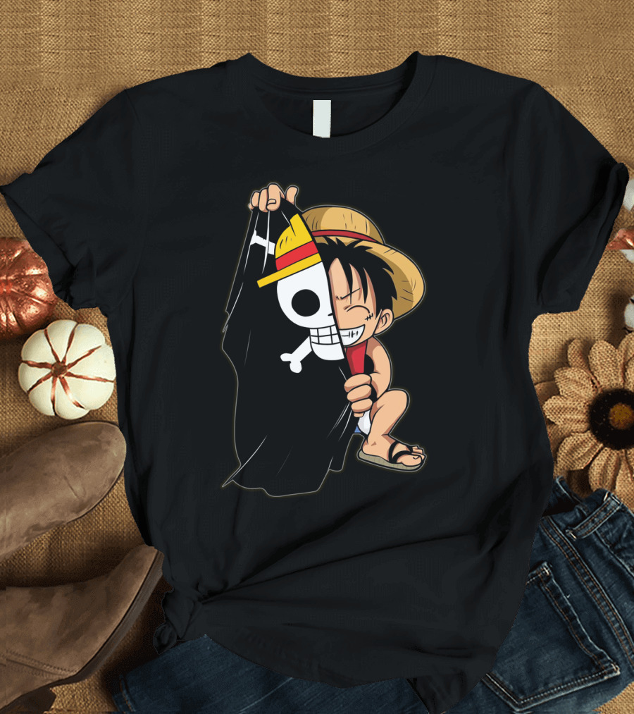 Luffy Pirate Hat Skull Flag Onepiece T-Shirt