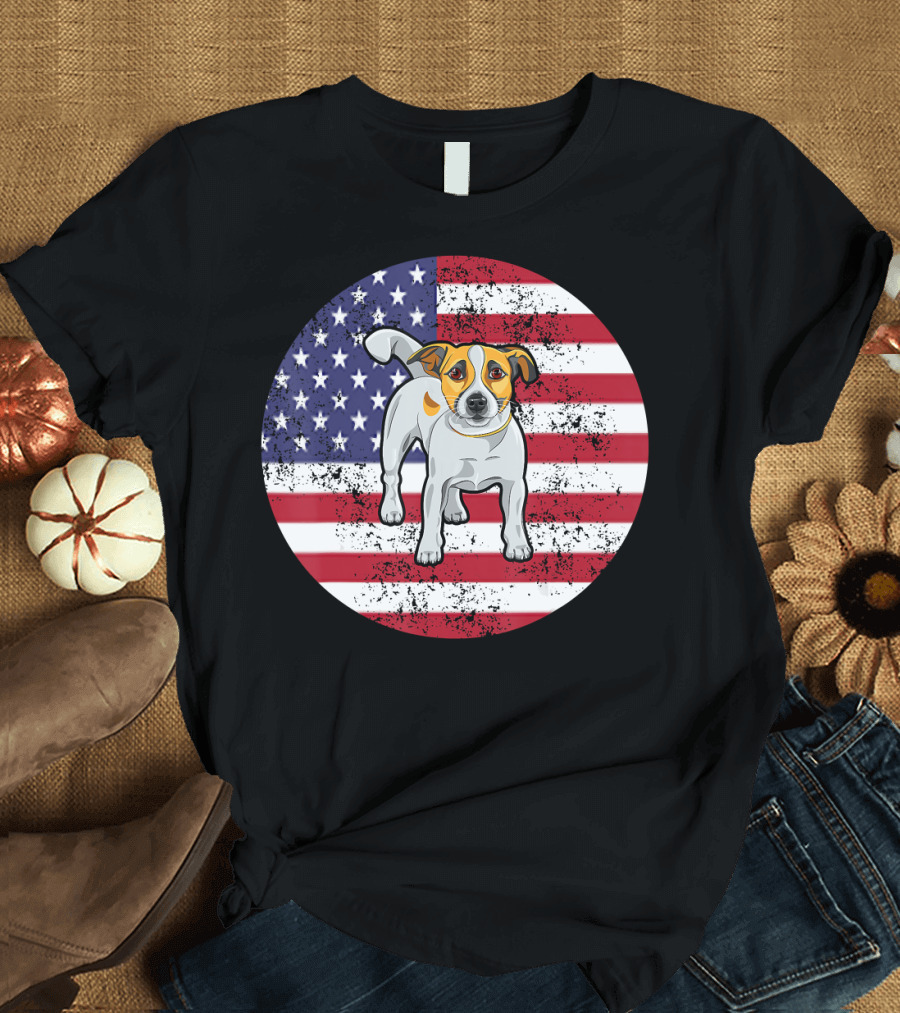 American Flag Jack Russell Terrier 4th of July T-Shirt