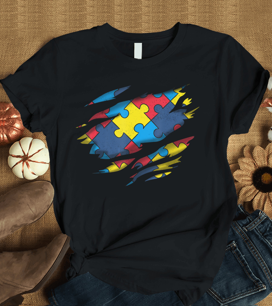 Autism Awareness Superhero Puzzle Piece Power T-Shirt
