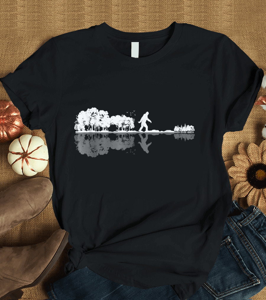Bigfoot Walking Through Forest Reflection T-Shirt