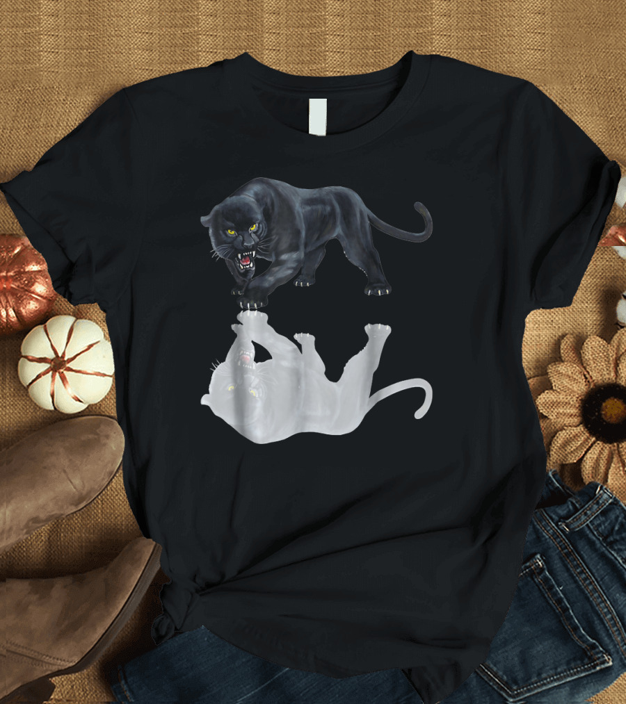 Brutal Savage Black Leopard with Reflected Shadow T-Shirt