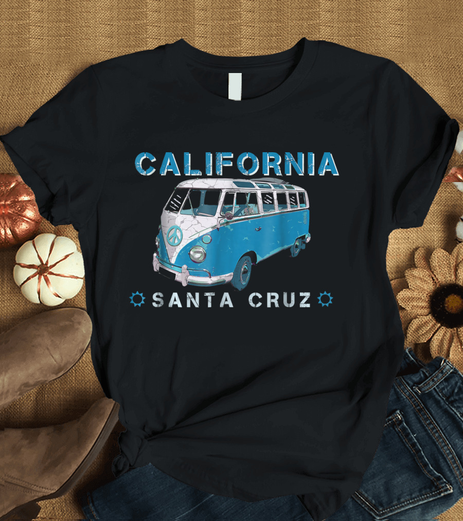 California Santa Cruz Peace Van Vintage Surf T-Shirt