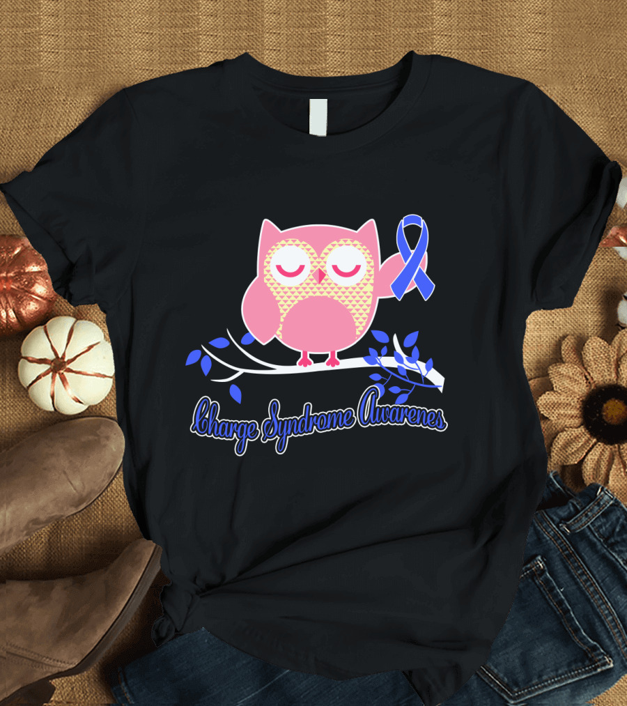 Charge Syndrome Awareness Owl with Blue T-Shirt
