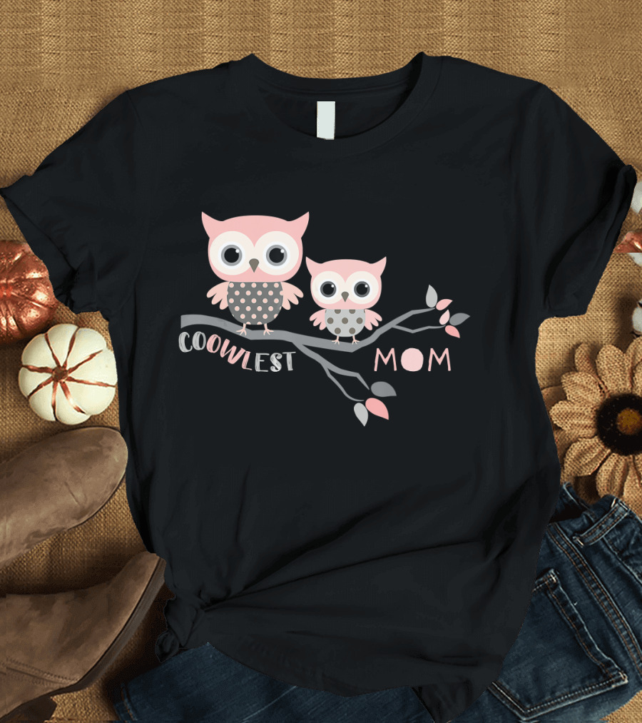 Coowlest Mom Cute Owl Family on Branch T-Shirt