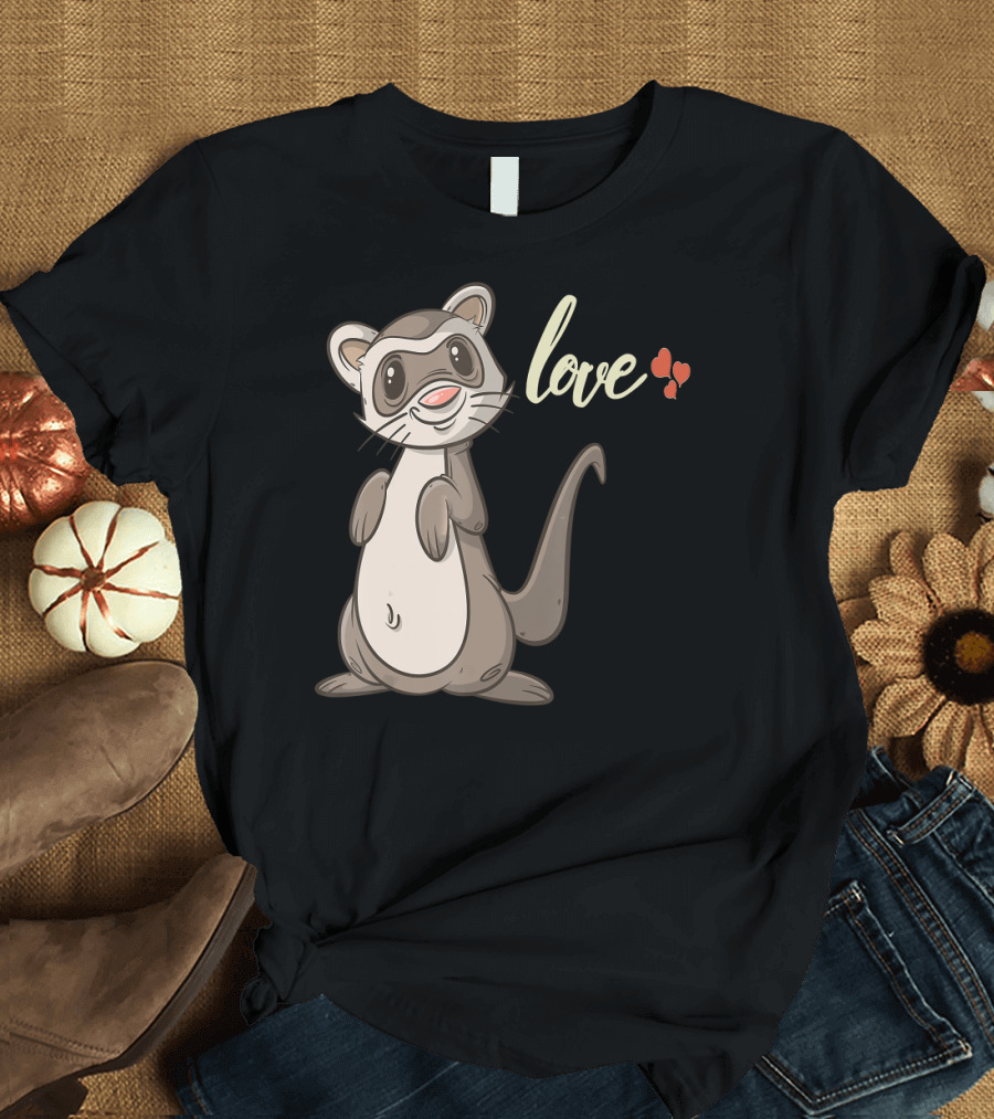 Love Cute Valentines Day Ferret T-Shirt