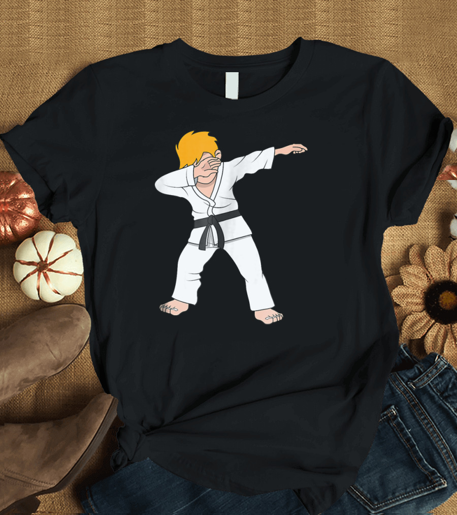 Dabbing Karate Boy Martial Arts Uniform Black Belt T-Shirt