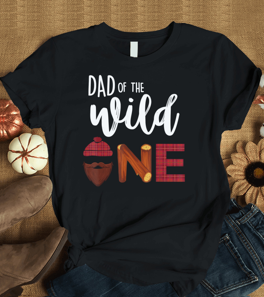 Dad of the Wild One Plaid Lumberjack 1st Birthday T-Shirt