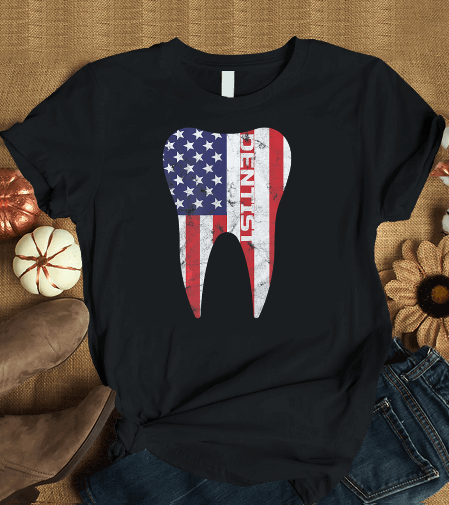 Dentist Patriotic American Flag Tooth T-Shirt